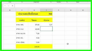 หาจำนวนจากสัดส่วนร้อยละ Excel