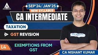 CA Inter Taxation GST Revision | L4: Exemptions from GST by CA Nishant Kumar