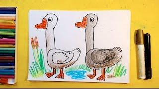 Как нарисовать ДВА ГУСЯ / Урок рисования для детей от 3 лет
