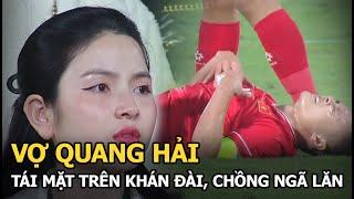 Vợ Quang Hải tái mặt trên khán đài, chồng ngã lăn