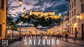 Salzburg Austria  A Colorful Evening Walk Through Austria’s Charming City  4K