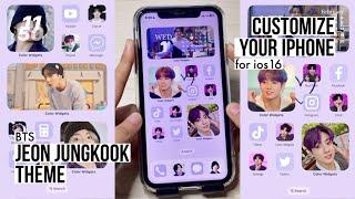 Customize your iPhone | ios16 | BTS Jungkook Theme | how to have an aesthetic phone