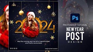 Happy New Year 2024 Post Design in Photoshop | Photoshop Tutorial