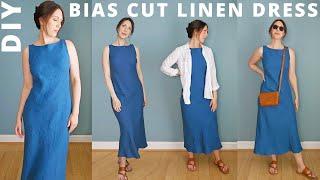 I made a bias cut linen dress [and I LOVE IT]  | Pattern Scout Ella Dress Sewing Pattern Sewalong