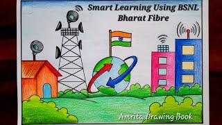 Smart Learning Using BSNL Bharat Fiber Drawing /Smart Learning Using BSNL Bharat poster / Painting