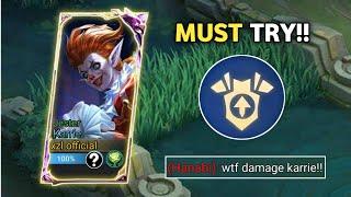 KARRIE NEW DAMAGE HACK EMBLEM?! THIS WEAPON MASTER EMBLEM IS OP‼️ | MLBB