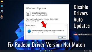 How To Fix Radeon Software and Driver Version do not Match | Disable Advanced Micro Devices Update