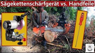 Sägekettenschärfgerät vs. Handfeile | Wir machen den Test mit der Motorsäge!