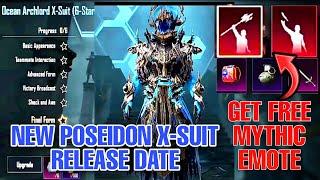 NEW POSEIDON OCEAN ARCHLORD X-SUIT RELEASE DATE | GET FREE 2 MYTHIC EMOTE OF POSEIDON X-SUIT | PUBGM