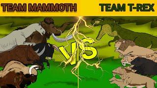 (turnament)team Woolly mammoth vs team T-rex  animation—all animation #animation #drawingcartoons2