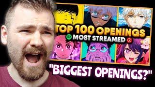 TOP 100 MOST STREAMED ANIME OPENINGS (Of All Time) | FIRST TIME REACTION!!