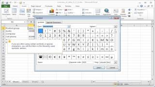 Excel symbol: Inserting special characters and symbols