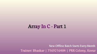 Array in C  Part - 1 | Karna Coding Tution | Bhaskar sir