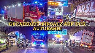 [NÄCHTLICHER LKW-UNFALL AUF A8] Dieseltank von Sattelzug aufgerissen | Feuerwehr im Gefahrguteinsatz