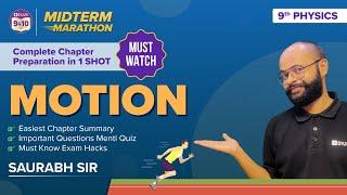 Motion Class 9 Science (Physics) - Midterm Marathon (Summary+Quiz+Tips) | All In One for Midterm