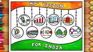 India of my dream in 2047 Drawing | My vision for India in 2047 Drawing | Viksit Bharat Drawing