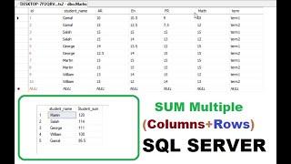 How to query to Sum Multiple columns and Multiple Rows to Get total sum in SQL Server