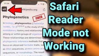 Safari reader mode is not working in iPhone : Fix