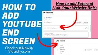 youtube end screen 2024 (How to add External Link)