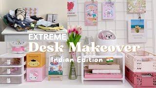 Extreme Desk Makeover India 2023 | Aesthetic Pinterest Inspired | Stationery haul 