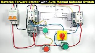 Reverse Forward Starter Control Wiring with Auto Manual Selector Switch @the electrical guy