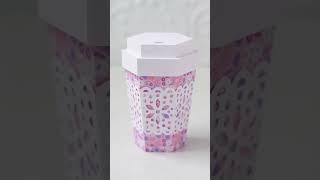 3D Coffee Cup Gift Box With Lace Sleeve Quick Assembly