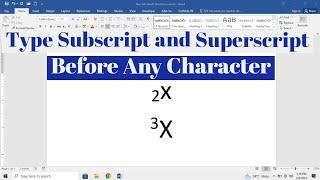 How To Type Subscripts  and Superscripts in Before the Character MS Word | Subscript Before Letter