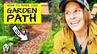 DIY River Rock Garden Path using Cobblestones