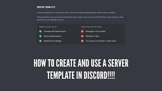 How to Create and Use a Server Template in Discord 2020
