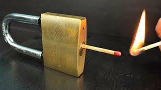 Crazy way to open any lock without a key! Amazing match trick that works great!