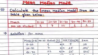 Statistics - Mean, Median & Mode for a grouped frequency data || Continuous series || Arya Anjum