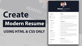 How to create a Resume Using HTML CSS | Resume Design | CV Design