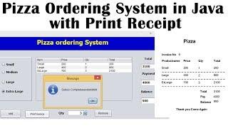 Pizza Ordering System in Java with Print Receipt