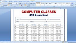 OMR Answer Sheet Design | MS Word me OMR Sheet kaise banaye | OMR Sheet | MS Word Tutorial