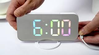 Digital Alarm Clock,LED and Mirror Clocks for Bedroom Decor,with 2 USB Charger Ports - Multicolor