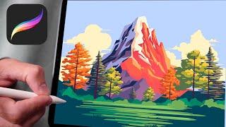 PROCREATE TUTORIAL Landscape minimalism 224