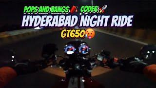 Night Ride on GT650  | Rasheedxmode650 | code6 pops and bangs  | Hyderabad night ride |