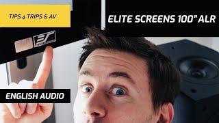 Elite Screens ALR 100" Cinegray 3D Screen Unboxing Tips 4 Trips & AV English Audio