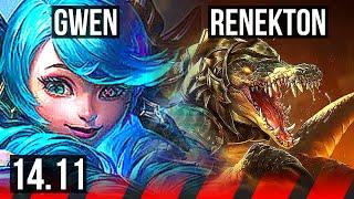 GWEN vs RENEKTON (TOP) | 69% winrate, 7 solo kills | EUW Master | 14.11