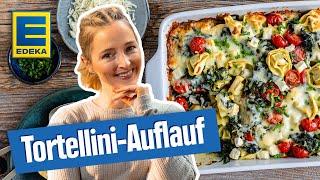 Tortellini Auflauf mit Spinat und Feta | Vegetarisches Rezept