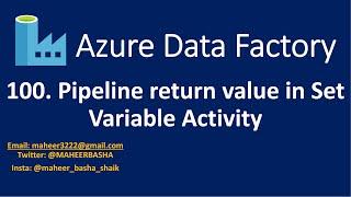 100. Pipeline return value in Set variable in Azure Data Factory & Azure Synapse Analytics #azure
