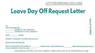 Leave Day Off Request Letter - Sample Letter Requesting Day Off