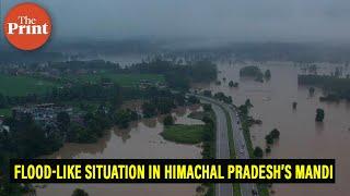 Drone visuals: Flood-like situation in Himachal Pradesh’s Mandi as Beas river swells