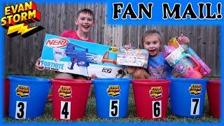 Evan and Emily Storm Open Up Fan Mail Plus Ball Toss Challenge Kids Game