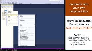 how to restore database in sql server 2017 from .bak file step by step |Mansoor Anwar|