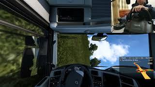Euro Truck Simulator 2 with face tracking using  OpenTrack + OpenAI and Logitech G29 setup in 2022