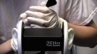 3Dio mic test (ASMR, Crinkly gloves/Ear Touching/Cleaning/Brushing)