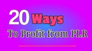 20 Ways To Profit from PLR - Profit From PLR