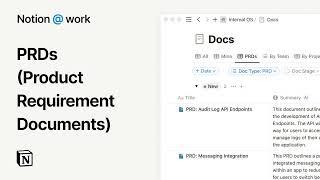 Notion at work: Product requirement documents