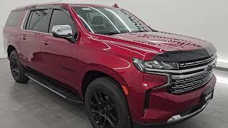 2021 CHEVROLET SUBURBAN PREMIER QUADS THIRD NAV PANO CHERRY RED 4K WALKAROUND 14530Z